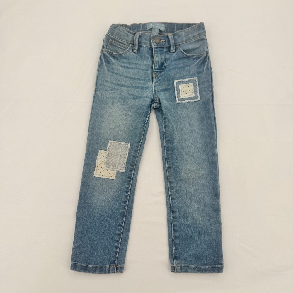 Baby Gap Girls Patchwork Boyfriend Jeans Size 4- Medium wash & Adjustable Waist - Picture 1 of 8